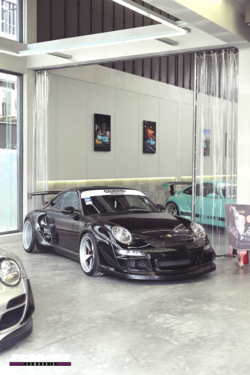 Genki in the showroom, Bella behind